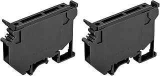 MECCANIXITY DIN Rail Mount Fuse Holder Terminal Blocks Screw Type Black UK5 Pack of 2