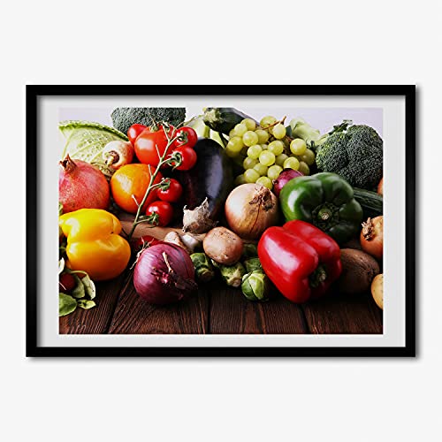 Cadre en Bois Peinture Moderne Tulup Motif Légumes Haute Définition 70x50 cm