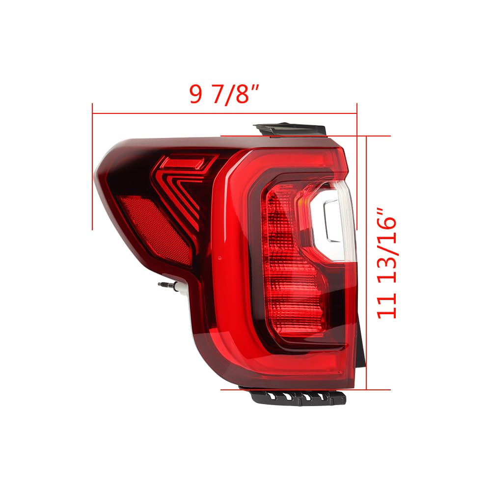 Astra Depot Left LED Taillight Assembly Replacement for 2020-2023 GMC Acadia w/Chrome Trim Brake Outer Side Marker Tail Lamp Driver Side GM2800316 84817347 85150719