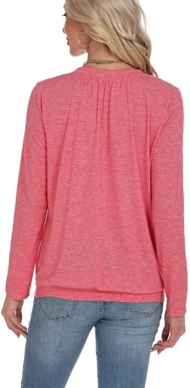 2 Pack Women Tops Long Sleeve Shirts V Neck Loose Fit Soft Casual Solid Color T-Shirts Fall Clothing - Image 3