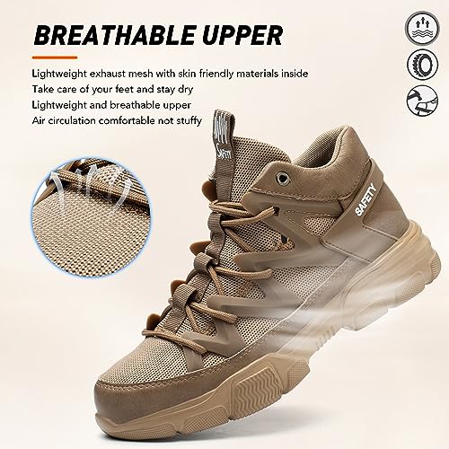 Asiman Steel Toe Shoes for Men Women Indestructible Lightweight Comfortable Safety Work Shoes Slip-Resistant Composite Toe Construction Boots4