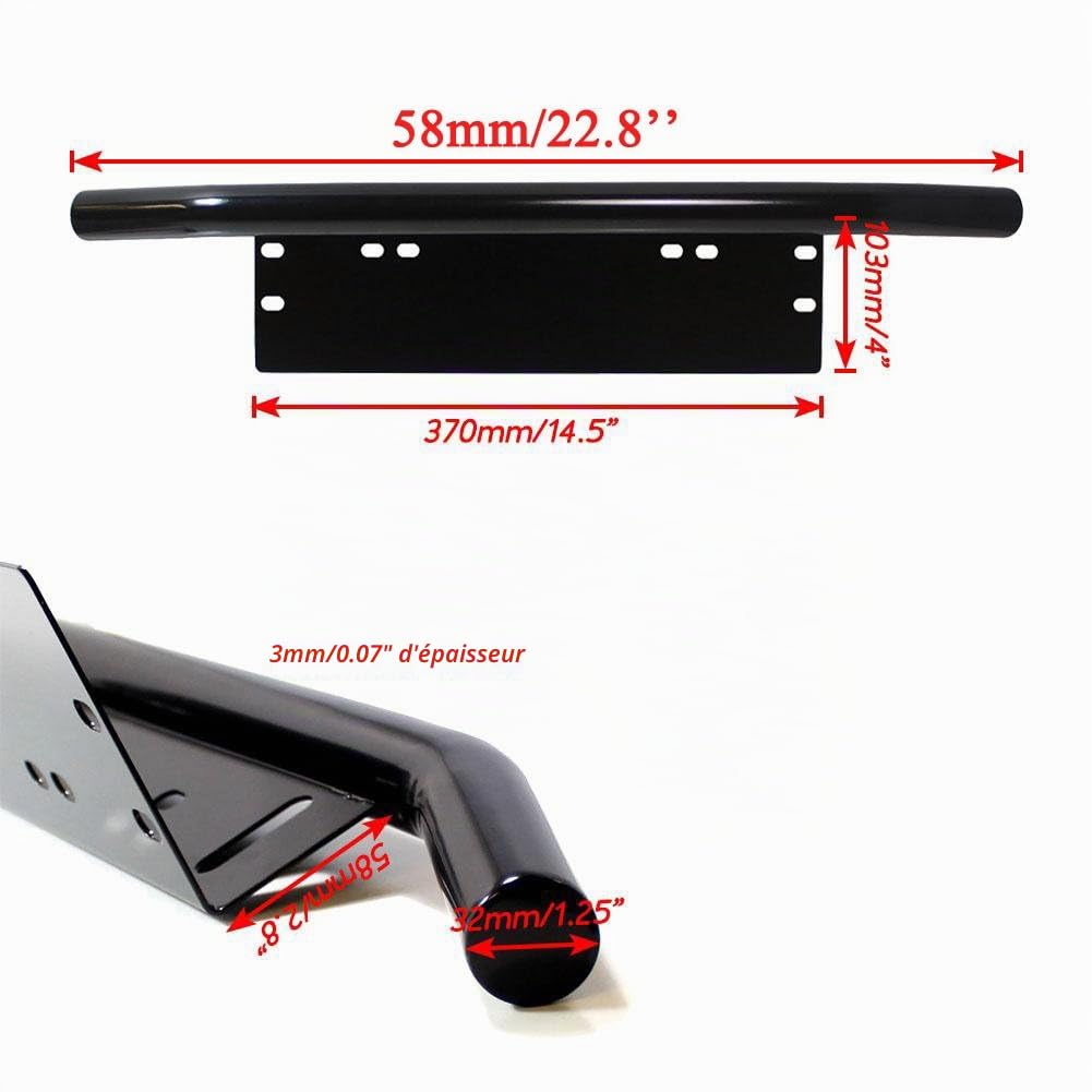 Willpower Support Universel de Plaque D'immatriculation Noir Pare-chocs Avant Barre Led et Phare de Travail Support de Fixation de Plaque D'immatriculation pour Voiture 4X4 Camion