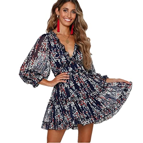 Robe d'été bohème fluide anti-chaleur en mousseline fleurie dos nu taille XL