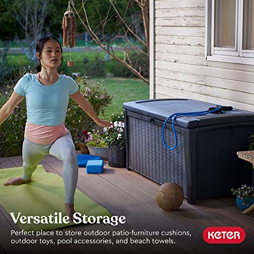 Keter Borneo 110 Gallon Resin Deck Box - Organization And Storage For Patio Furniture, Outdoor Cushions, Throw Pillows, Garden Tools And Pool Toys #TOP1