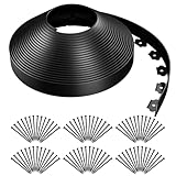 AGTEK Garden Edging 92FT Landscape Edging Kit 2 Inch Height Plastic Garden Border No Dig Lawn Border for Yard Flower Bed with 84 Stakes