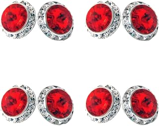 4 Pairs 15mm Rhinestone Round Shaped Acrylic Stone Crystal Ear Studs for Dance Competitions