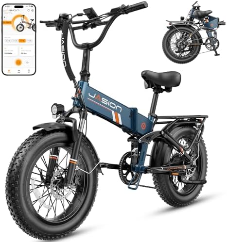 Jasion Hunter Pro Electric Bike for Adults,1800W Peak Motor 80 Miles,up to 28MPH,720WH Removable Battery Foldable Ebike,App Control & Full Suspension,20