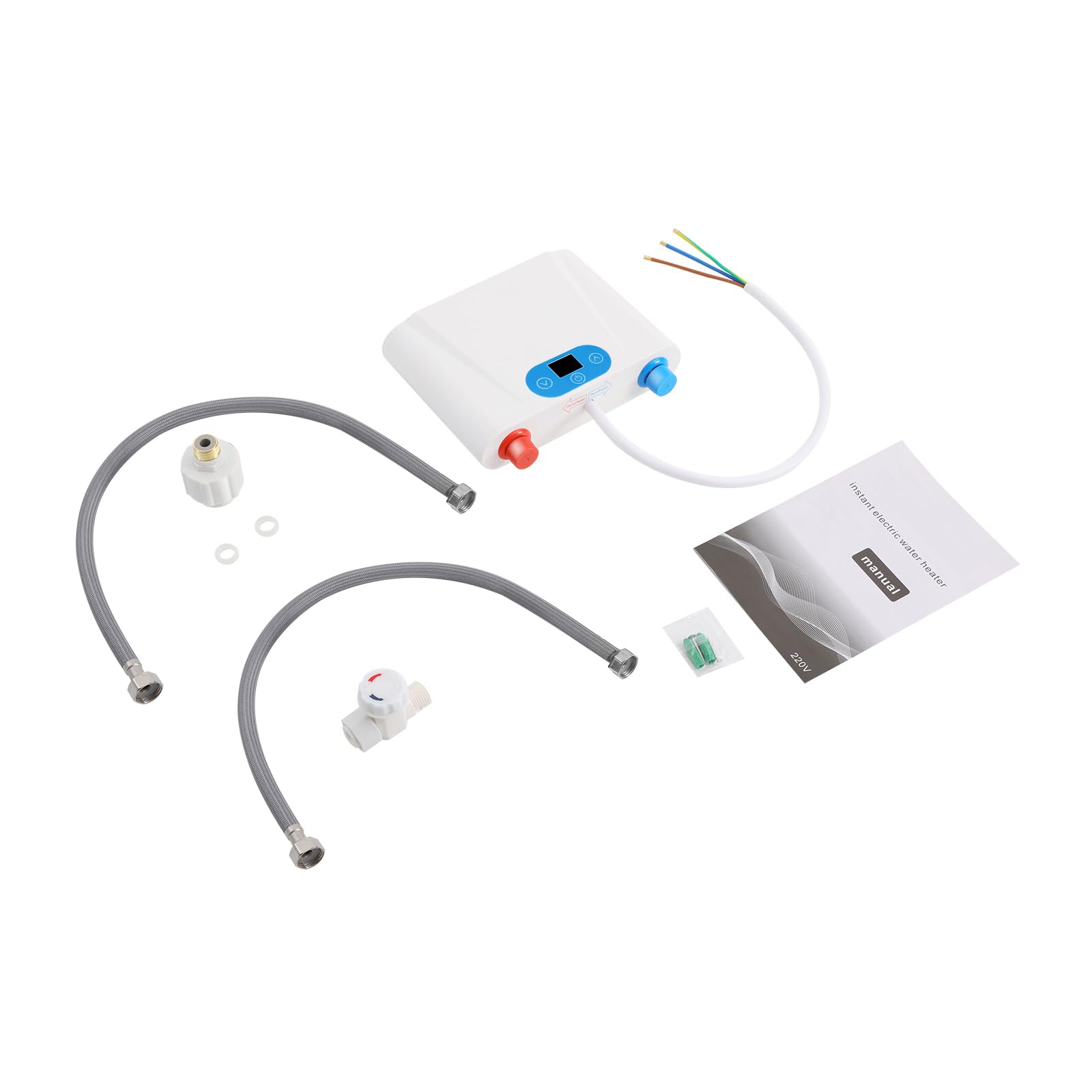 Mini chauffe-eau instantané avec affichage LED 5500 W - Petit chauffe-eau instantané - Chauffe-eau électrique de 30 à 55 °C - Montage mural - Autonome
