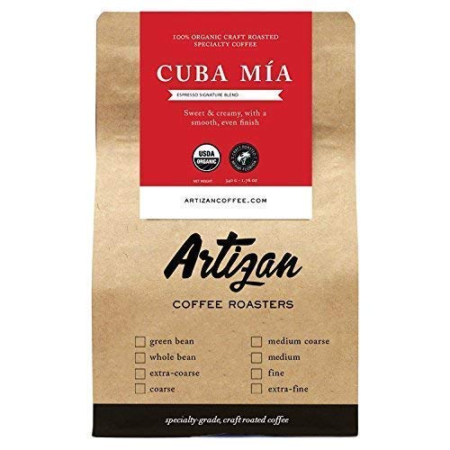 Organic Authentic Cuban Espresso - Cafe Cubano Cafecito - Intense Dark Roast - Cuba Mia Signature Blend - Roasted in Miami, FL 10 oz (Coarse)USDA Organic