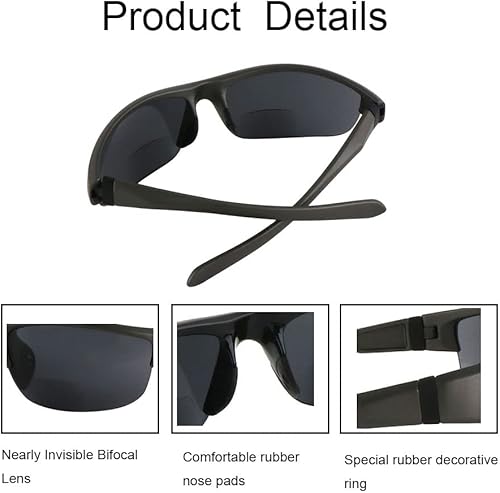 Miniatura 3 de Hyyiyun 3 pares de lentes de sol de lectura bifocales para hombres y mujeres, lentes de lectura envolventes para exteriores