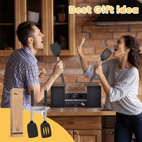 Premium Silicone Spatula Set, Food-Safe Silicone Kitchen Tools, Heat-Resistant for Cooking, Baking, and Flipping Food, Dishwasher-Safe, Robust Stainless Steel Core - Image 7
