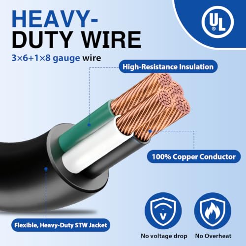 Image of Nilight 50 Amp 15FT RV EV Replacement Cord 4 Prong Extension Cable