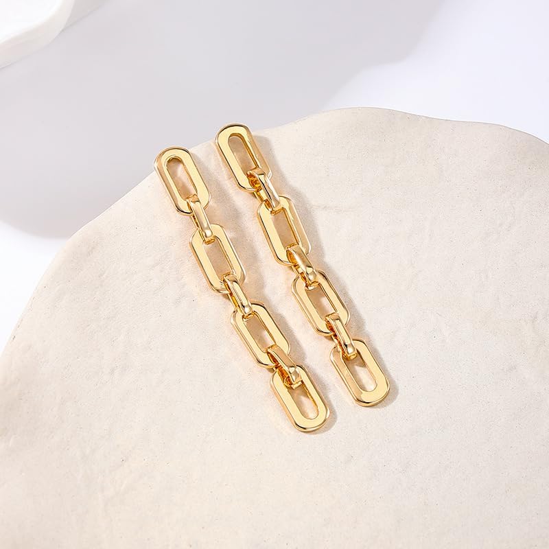 Gold Silver Long Square Chain Stud Earrings for Women Geometric Chain Link Drop Dangle Earrings Party Jewelry - Image 7