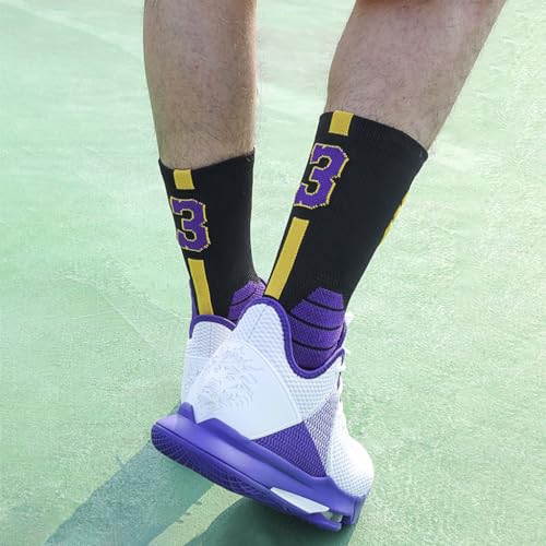 Image of PROBEROS Basketball Socks for Men, Cotton Sports Socks, Sweat-Absorbing Breathable, No.23 Special Edition, for Basket Ball, Badminton, Soccer, Running, Indoor Outdoor Training Football