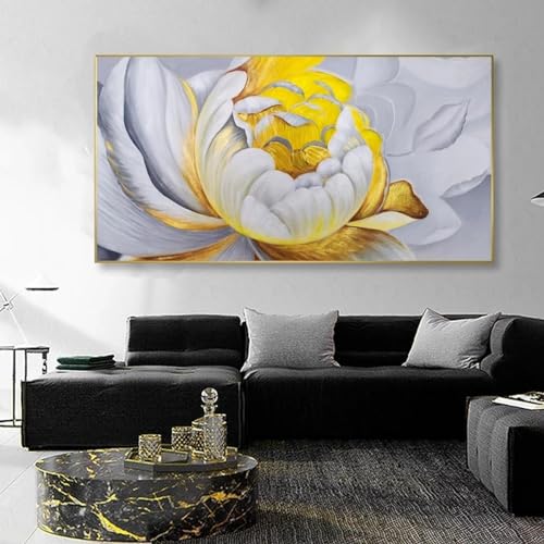 Affiches et impressions de fleurs jaunes KEBIA | Peinture sur toile nature 80x160 cm
