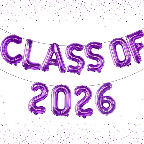Image of KatchOn, Purple Class of 2026 Balloons - 16 Inch | Graduation Balloons Banners for Class of 2026 Decorations | Purple Graduation Decorations 2026, Grad Party Decor | Graduation Party Supplies