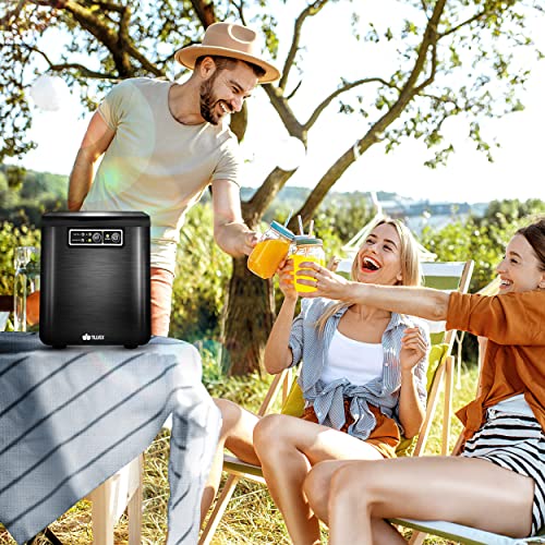 Foto von tillvex Eiswürfelmaschine Edelstahl 12 kg - 24 h | Eiswürfelbereiter 2,2 Liter Wassertank | Ice-Maker LED-Display & Selbstreinigungsfunktion | 2 Eiswürfel Größen (Schwarz)