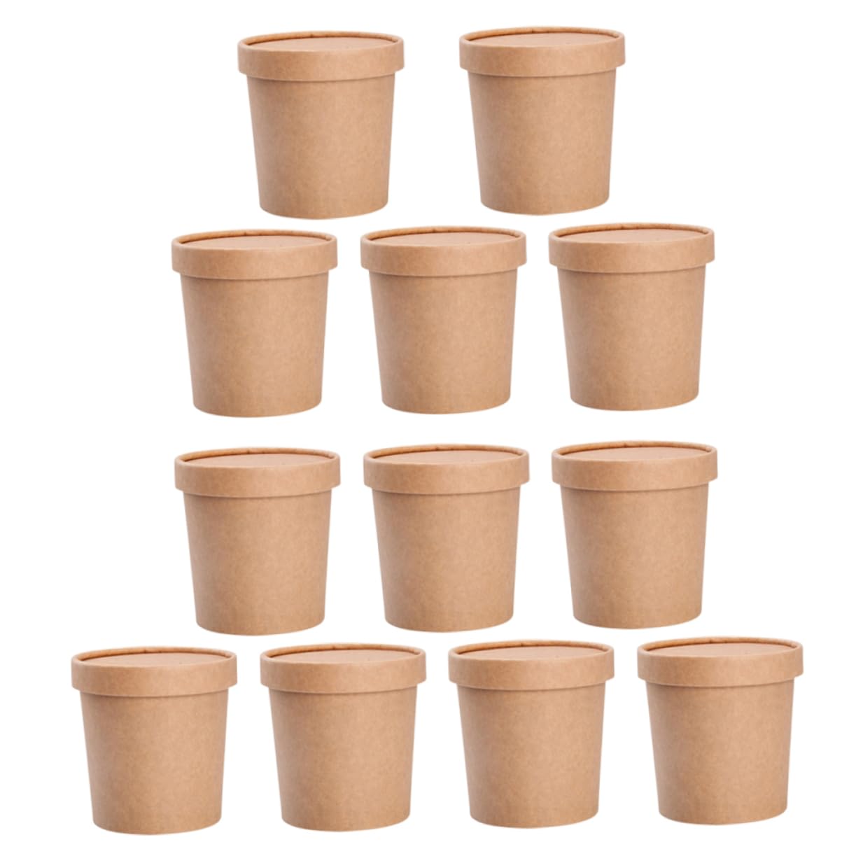 BEBEMOKO 25 Sets Disposable Soup Bowls with Lids Khaki Porridge Cups for Microwave Freezer Use for Desserts Serving Soups