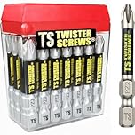 Twister Screws Advanced Non Slip 20 x 50mm PZ2 Impact Screwdriver Magnetised Drill Screw Bit Set PZ2 Pozi Box (20pcs Anti Slip PZ2)