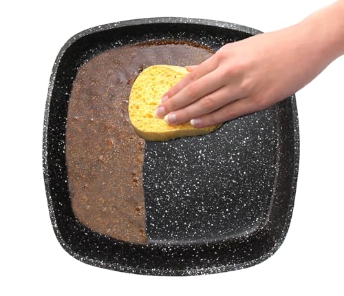 Back to Nature Grill Pan, 28cm, Cast Aluminium, Non-Stick Coated with Real Stone Particles, Gray, Induction Compatible, Wood Effect