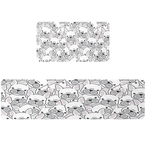 Tapis de cuisine absorbant lavable lot de 2 antidérapant motif chien