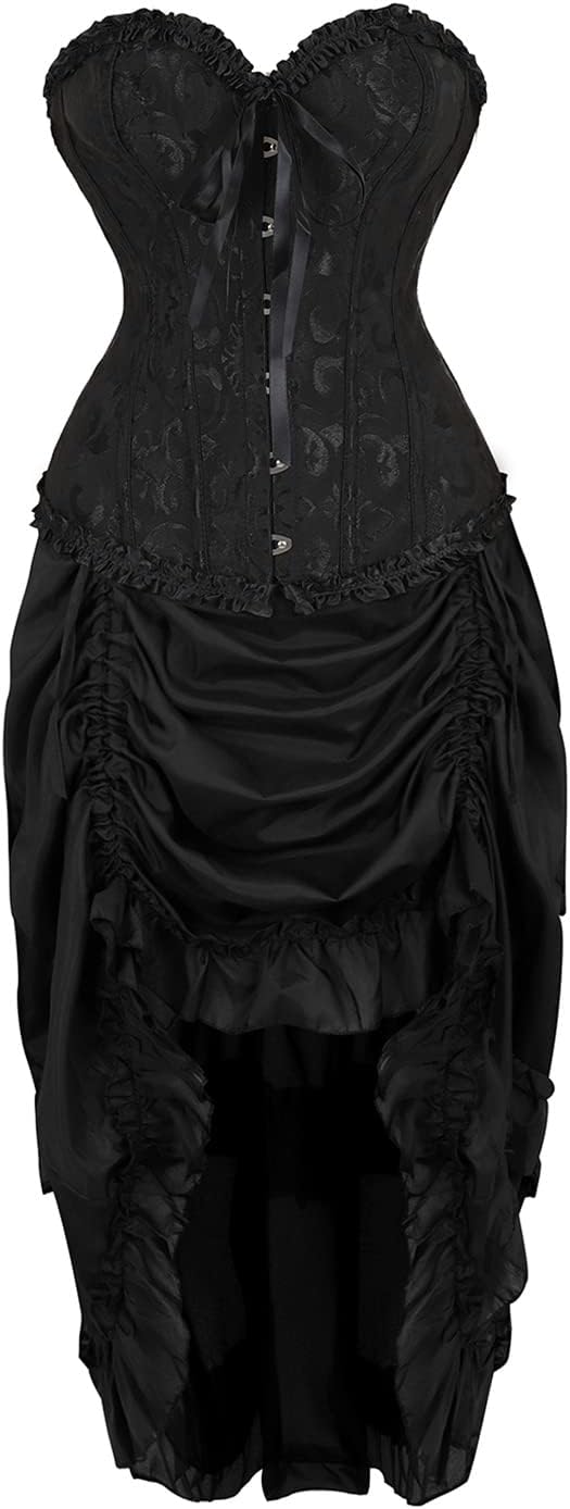 Grebrafan Corset Steampunk Pirate Bustier Acier Avec Chaînes – Gothique Vintage Femme