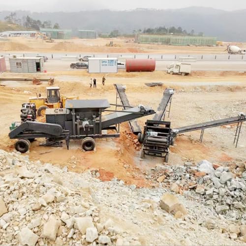 Tracked Portable Crusher Plant for Mining, Quarrying, and Infrastructure Projects, Designed for Crushing Rocks, Hard Minerals, and Demolition Waste with High Productivity and Mobility
