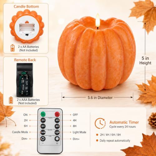 Fall Decorations for Home, Flameless Pumpkin Candles for Fall Decor by MUMCHASI - Used condition - Image 6