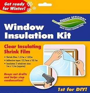 Indoor Window Shrink Double Glazing Film Kit Winter Draught Excluder Frost Heating Glass Keep Out Drafts and Help in Condensation Insulating 2 Windows Size 1m x 1.5m (1)