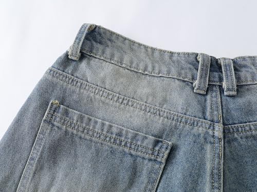 Patchwork Jorts Y2k Vintage Baggy Acid Wash Cropped Frayed Hem Jeans Grunge Denim Wide Leg Pants Streetwear Unisex3