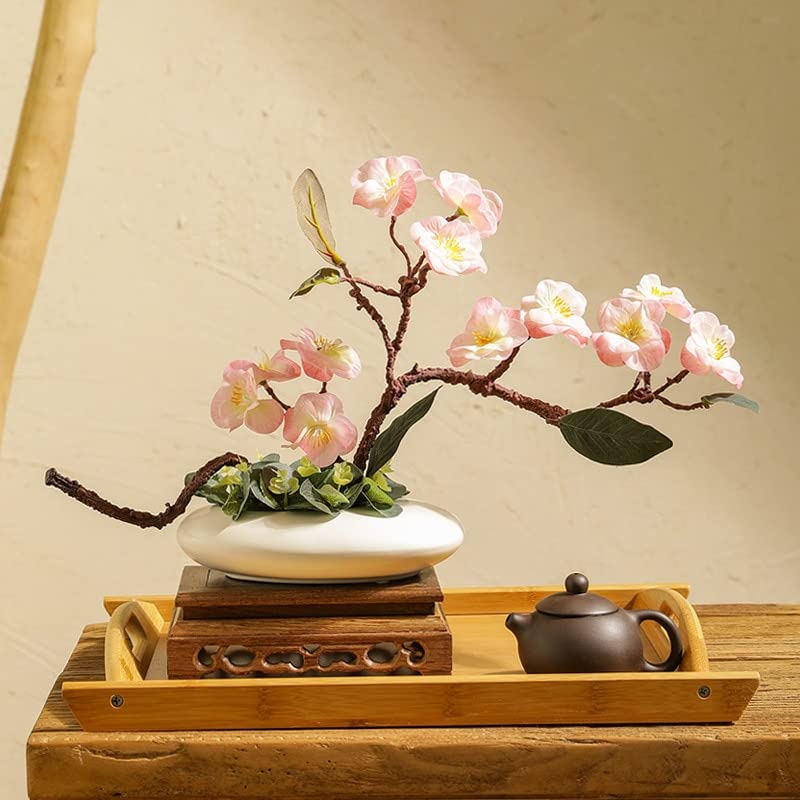 VIRUL Japanese Creative flat Oval Vase Flower Art Set Tea Room