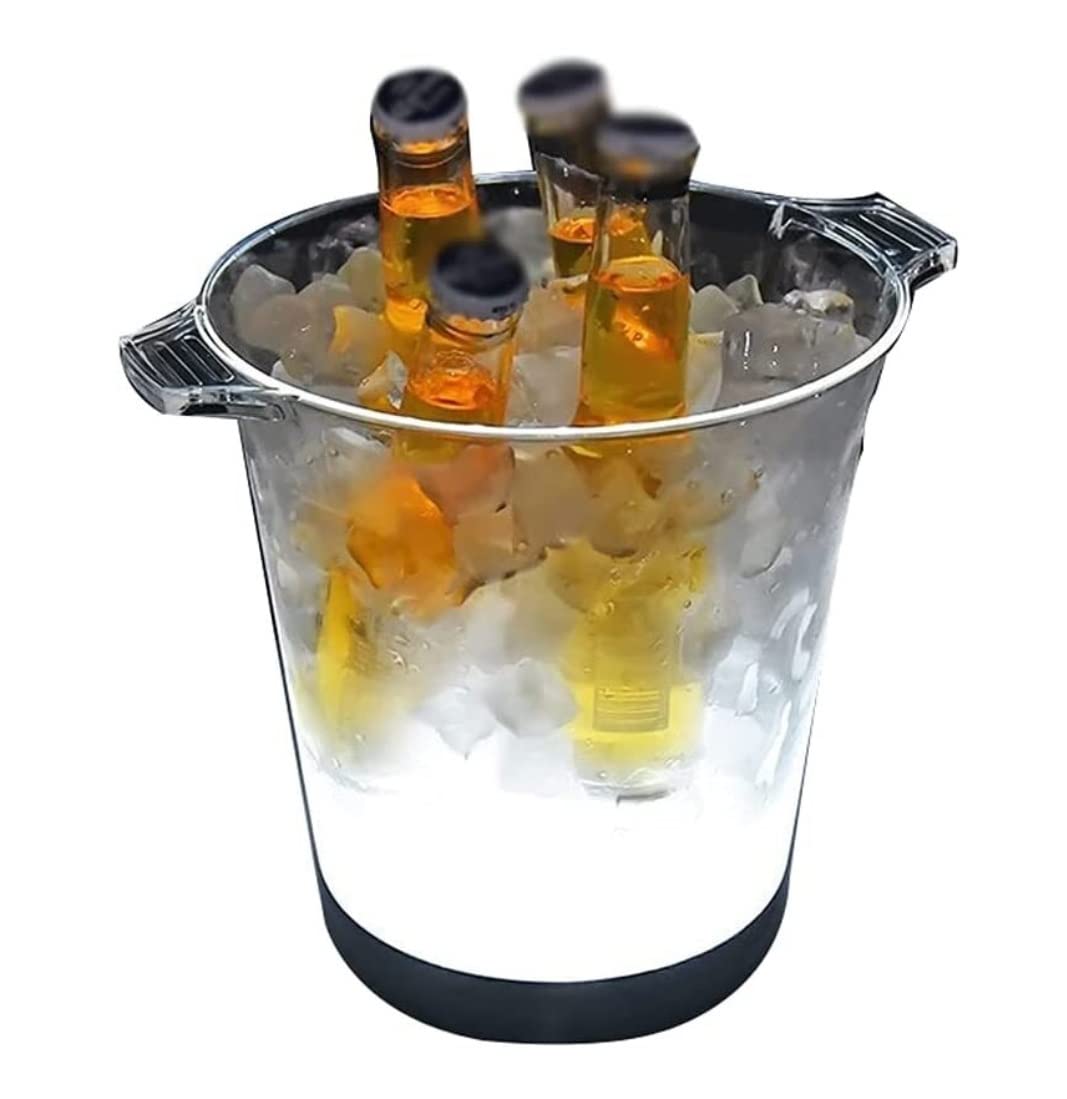 Cubo Hielera Cubo De Hielo Luminoso Recargable, Enfriador Plástico, Aislado Creativo para Bar, Vino, Champán Enfriador Bebidas