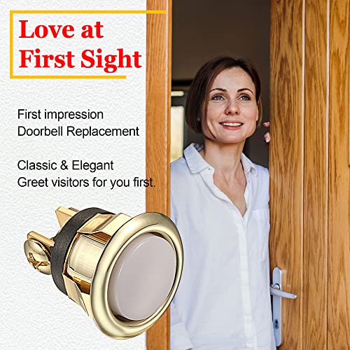 2 Pack Lighted Doorbell Button Replacement, Easy To Install Wired Doorbell Button Push Door Bell Ringer Kit Round Rim With Lighted Center (Classical) #TOP1