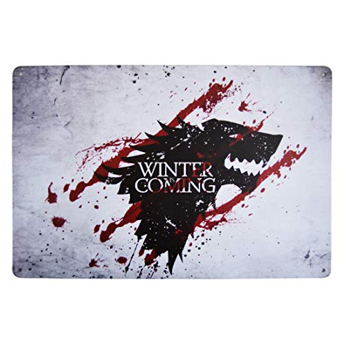 Image of Zesta Bathroom Decor Items Washroom Decor Tin Sign | Aesthetic Posters Wall Poster for Bedroom | Magnetic Cafe Decoration Items / Restaurant Decorations Items | Quirky Home Decor Bar Accent - winter is coming white a