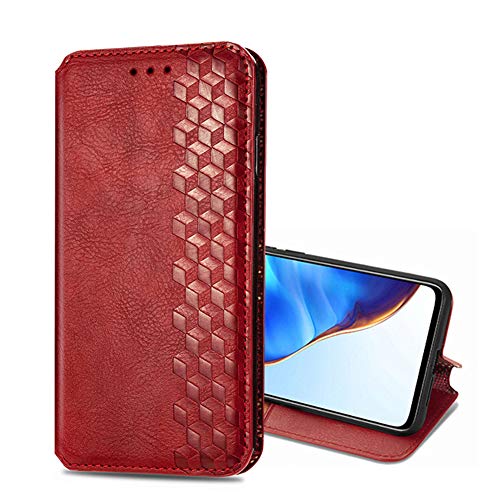SHIEID Coque Compatible avec Infinix Hot 10, Étui pour Téléphone Pliable en Cuir,Fonction de Support Housse Cuir pour Infinix Hot 10-Rouge