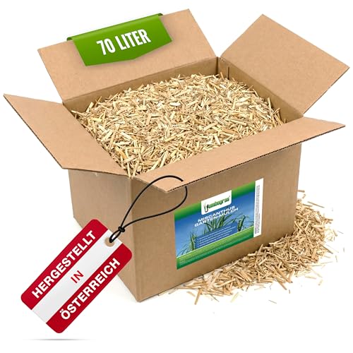 Jumbogras Miscanthus-Mulch 70 L – Rindenmulch-Alternative aus Chinagras/Elefantengras Häcksel – äußerst pflanzenverträglich – geeignet für Gemüse, Kräuter & co. – Schutz vor Unkraut & Austrocknung