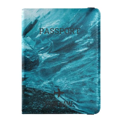 custom PU Leather Passport Card Holder Cover Combo Personalized Lightweight Wallet per Family Vacation Cute Book Travel Essentials Sea Wave