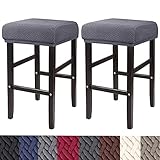HFCNMY Stool Covers Rectangle,2 Pack Stretch Rectangle Bar Stool Covers Jacquard Vanity Stool Cover Washable Counter Stool Covers Bar Stool Seat Covers Saddle Seat Cover with Elastic Bands Gray