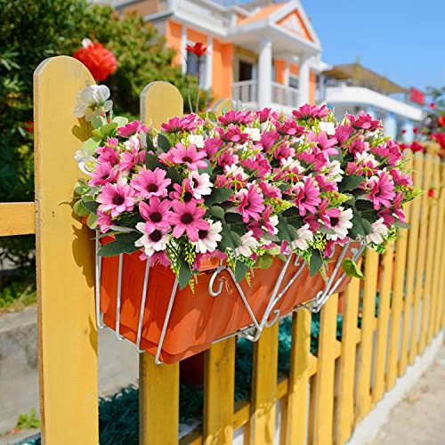 Carfoeny 5 Bundles Artificial Wildflowers Fake Daisy Silk Faux Flowers With Stems Arrangements For Home Outdoor Indoor Vase Kitchen Table Wedding Office Party Garden Decoration (Rose-Red) #TOP4