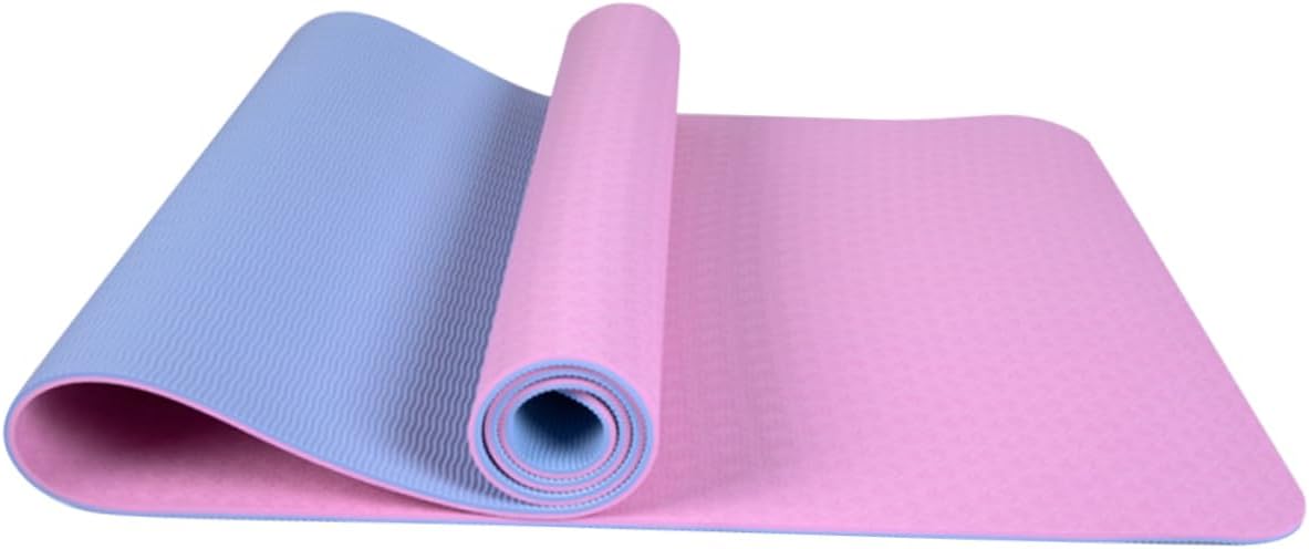 Portable Dual Layers Yoga Mat Slip Fitness Mat for Home Travel Lightweight Tpe Design Pink and Comfortable