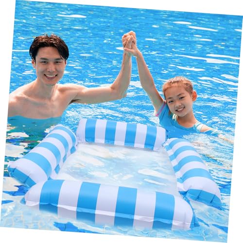 Hamac flottant de piscine pliable Gatuida avec 4 tubes rayé bleu - 4