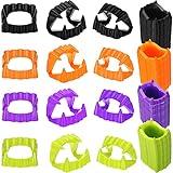 144 Pieces Halloween Plastic Vampire Teeth Vampire Fangs Fake Werewolf Teeth for Masquerade Parties Costume Accessory (Orange, Purple, Black, Green)