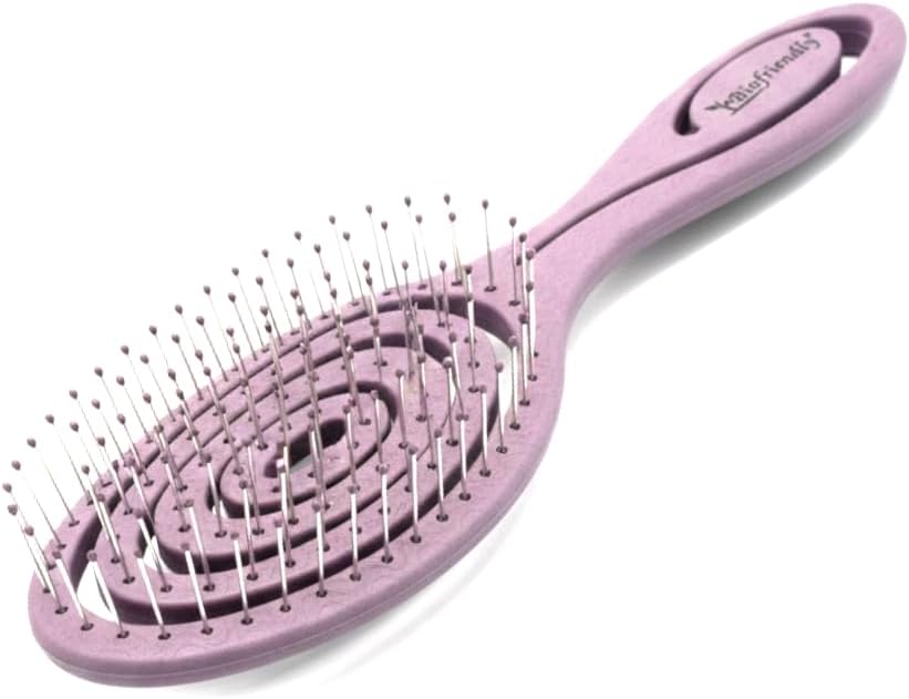 Eco Friendly Straw Hairbrush, Flexible Soft Pin Bristles, Detangling Wet/Dry Hair, Head Massaging Pro