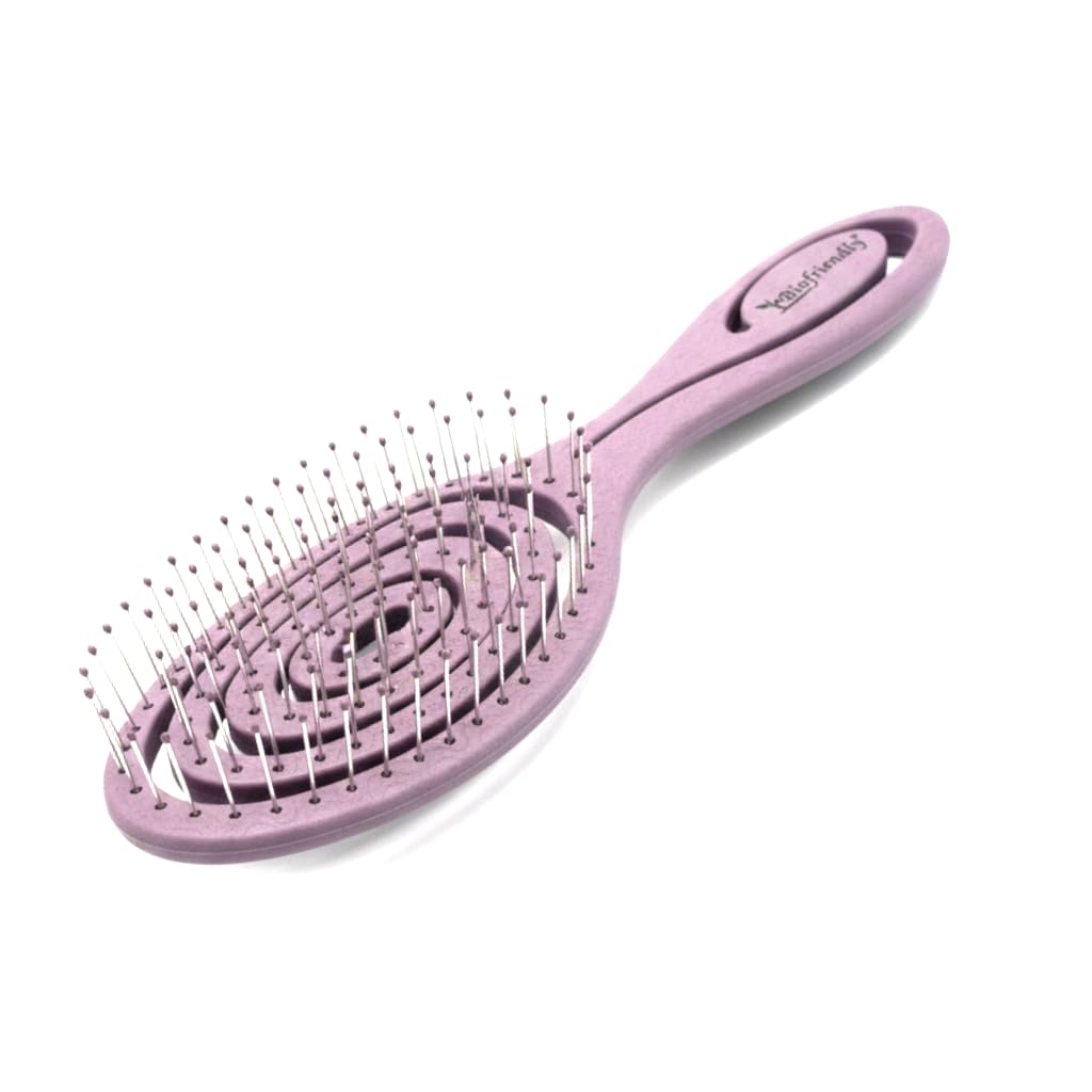 Eco Friendly Straw Hairbrush, Flexible Soft Pin Bristles, Detangling Wet/Dry Hair, Head Massaging Pro
