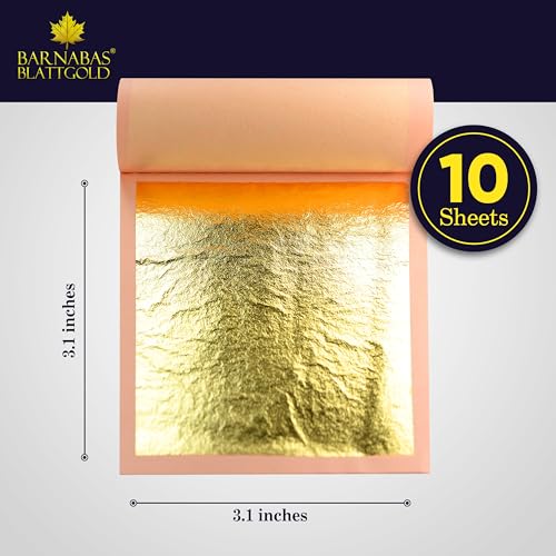 Barnabas Blattgold Edible Gold Leaf 24K - Cake Decorations, Loose Gold Leaf Sheets for Cupcakes - 3.1 inches, Book of 10 - Thumbnail 4