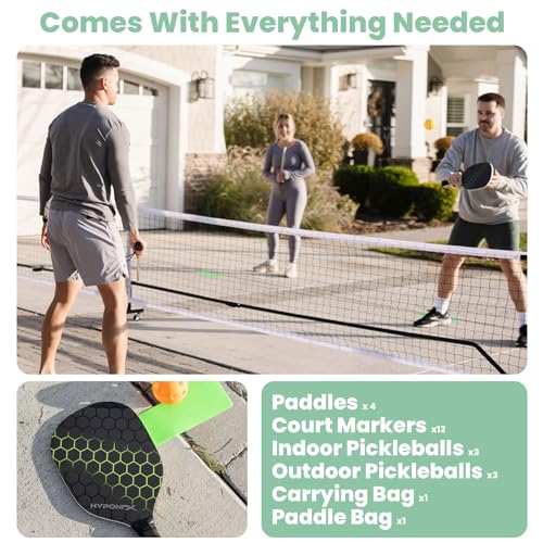 Hyponix Portable Pickleball Set with Net, 4 Paddles & 6 Balls by Hyponix Sporting - Used condition - Image 3