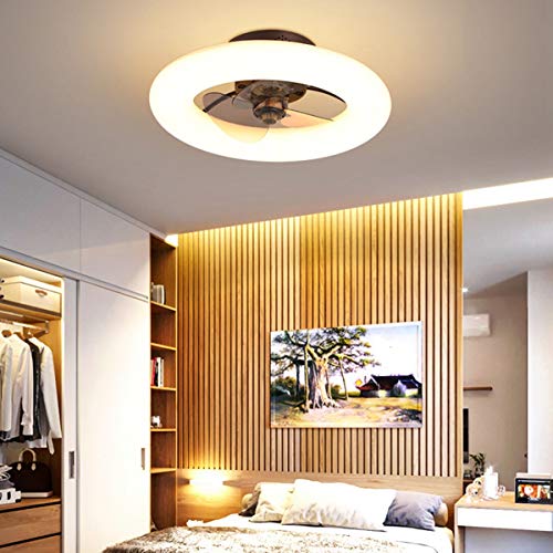 FLYFO LED Deckenventilator 6 Geschwindigkeit Einstellbar 48w Fan Deckenleuchte Mit Beleuchtung Fernbedienung Leise Dimmen Deckenlampe Wohnzimmer Schlafzimmer Ventilator Pendelleuchte,Braun Cover