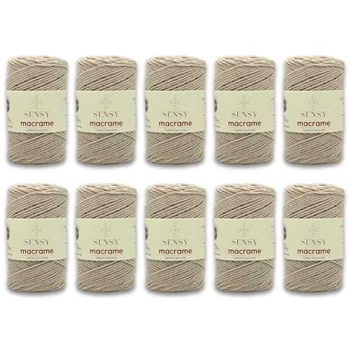 S Sensy 2mm Cotton-Recycled Cotton Macrame #3 Light Cord 10 Pack Latte 159y