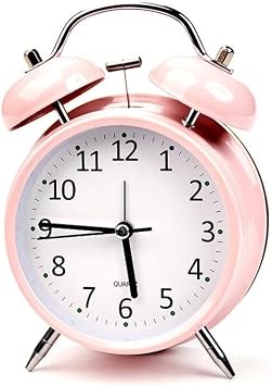 Valkyrie 16cm Oversized Flowing Second Alarm Alarm Alarm Clock - Nostalgic Table Clock Pink