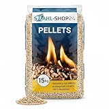 Stahl-Shop24 Holzpellets ENplus A1 6mm Nadelholz 15 kg - Premium Heizpellets für Pelletofen Kamin Heizung - Hoher Heizwert aschearm - Sackware 100% Naturholz Pellets für Pizzaofen Smoker Grill